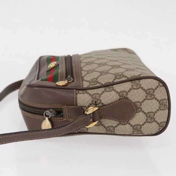 GUCCI GG Supreme Web Sherry Line Bag PVC Beige Gold 56 02 088 Auth 156434 - Picture 5 of 15